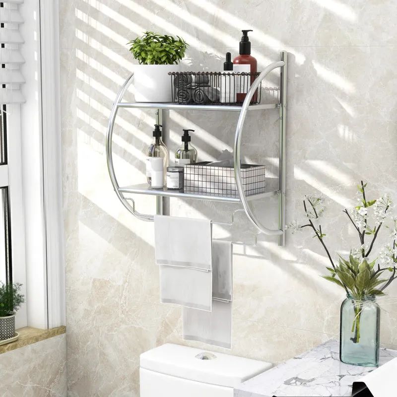 Wall Mounted 2-Tier Bathroom Towel Rack with 2 Towel Bars