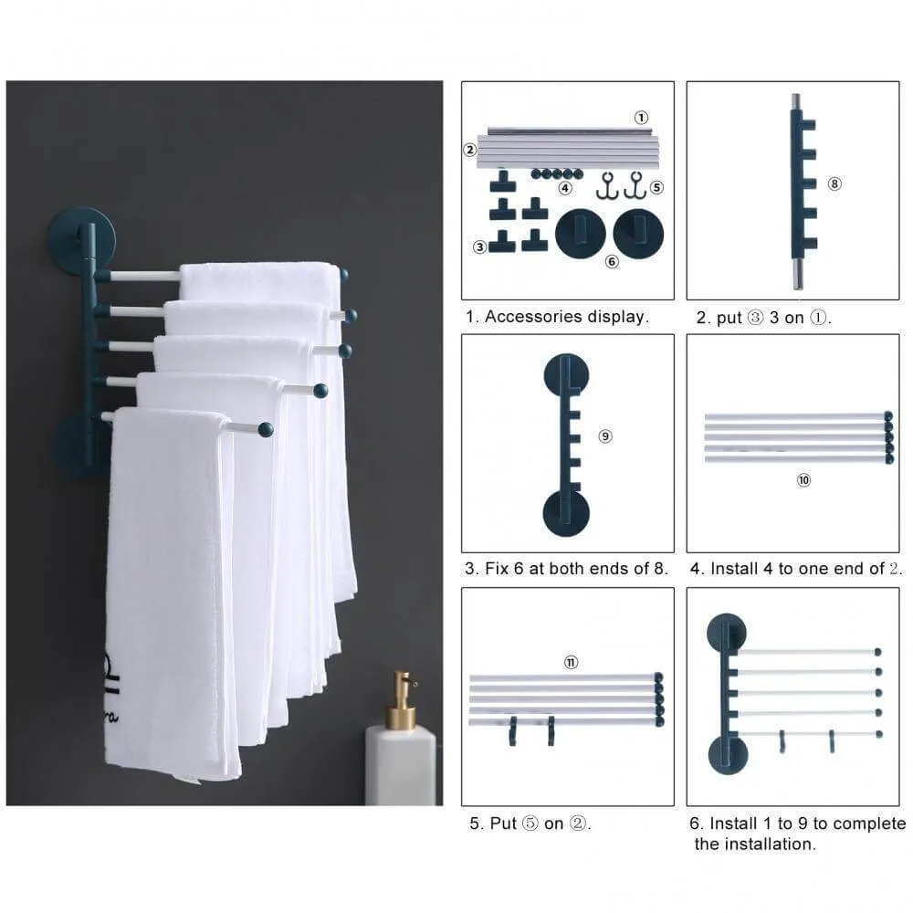 Wall-Mounted Rotating Multi-Layer Towel Rack