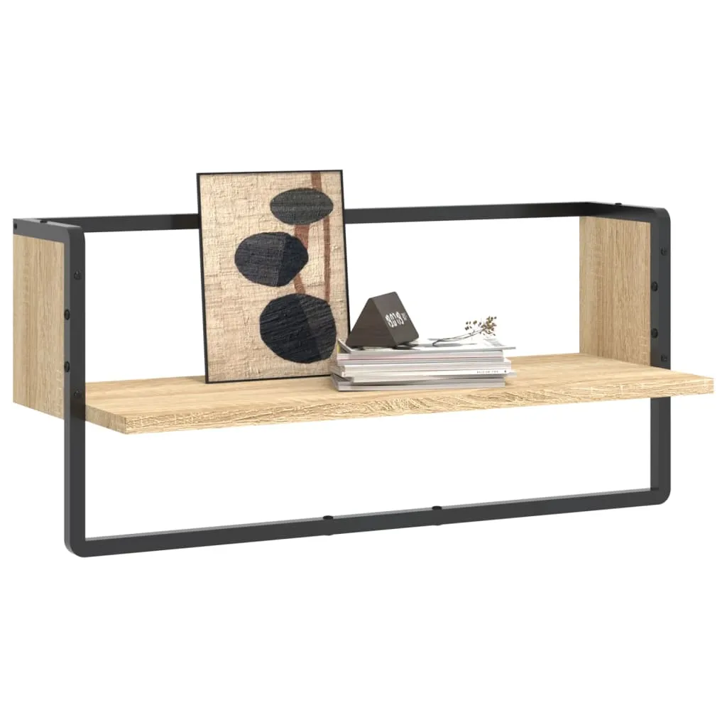 Wall Shelf with Bar Sonoma Oak 65x25x30 cm