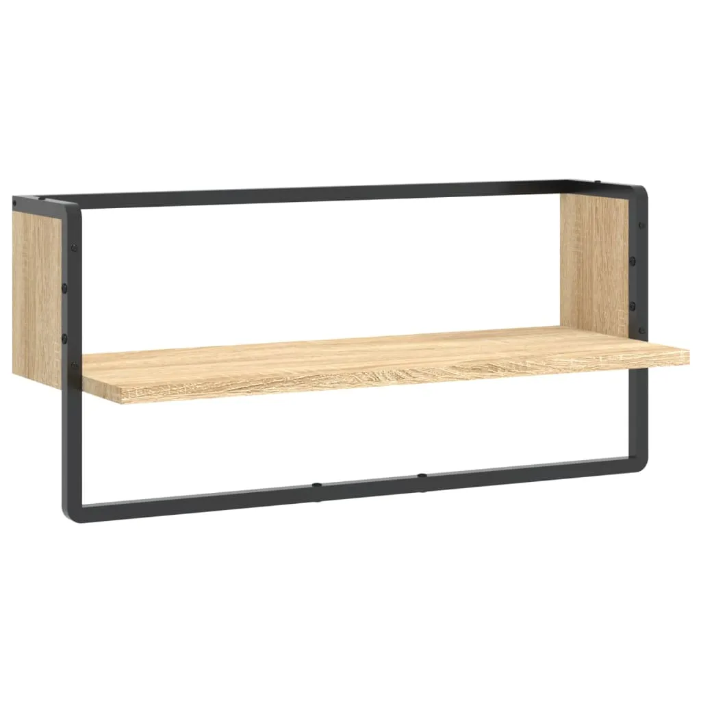 Wall Shelf with Bar Sonoma Oak 65x25x30 cm