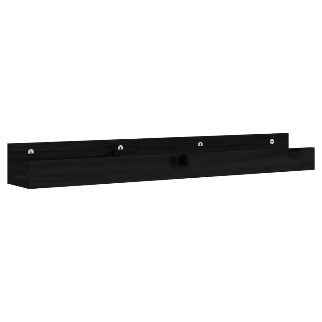 Wall Shelves 2 pcs Black 80x12x9 cm Solid Wood Pine