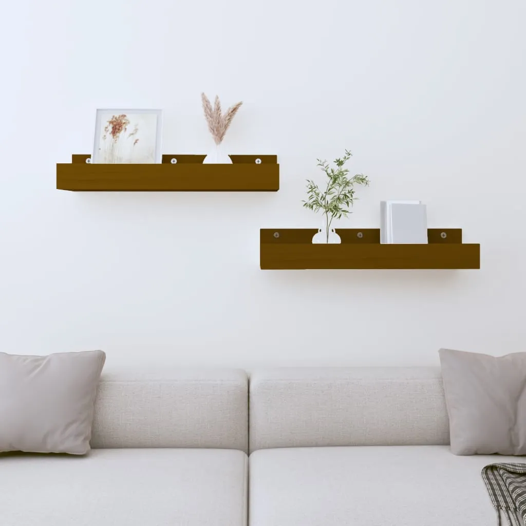 Wall Shelves 2 pcs Honey Brown 50x12x9 cm Solid Wood Pine