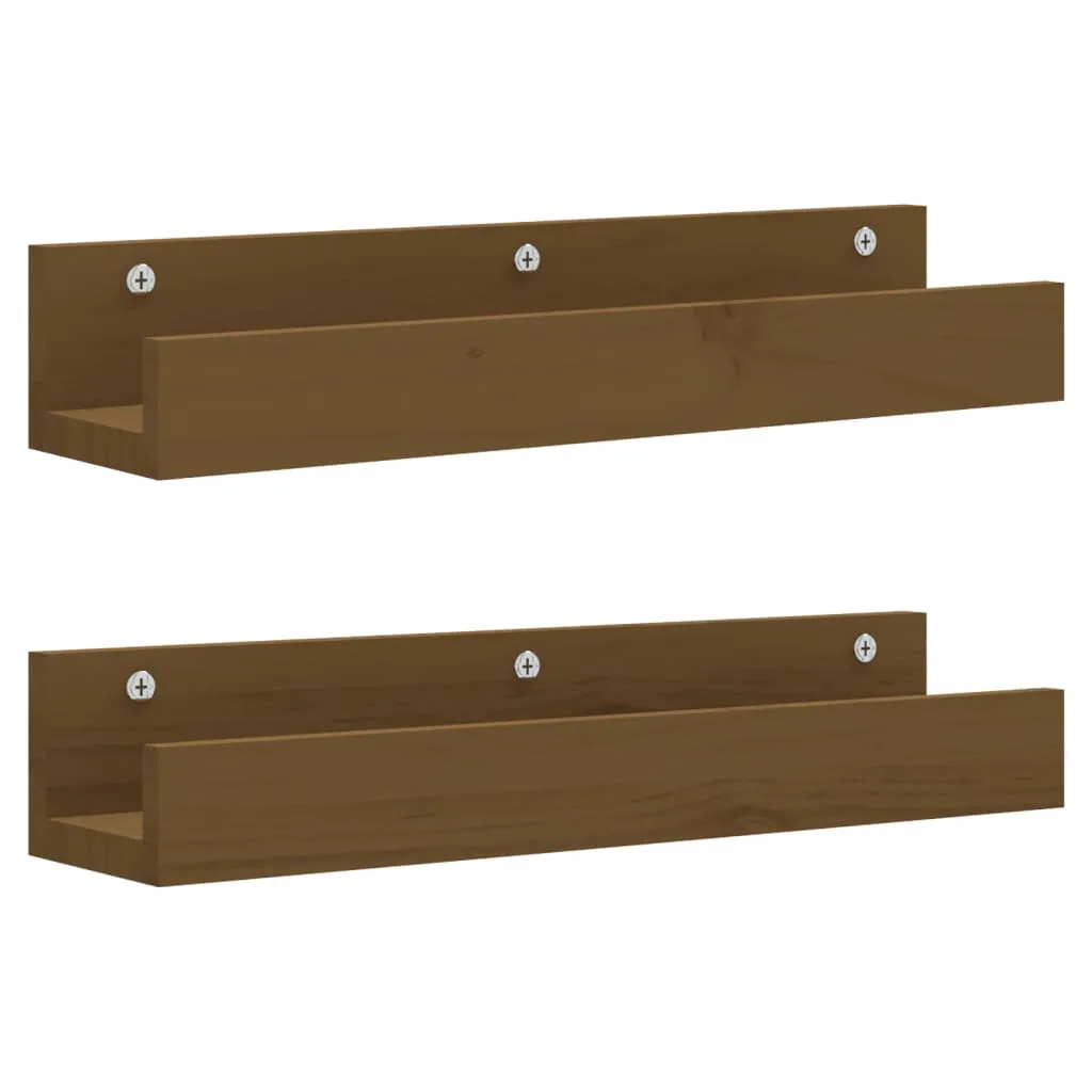 Wall Shelves 2 pcs Honey Brown 50x12x9 cm Solid Wood Pine