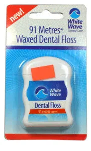 White Wave Waxed Dental Floss 91 Metres