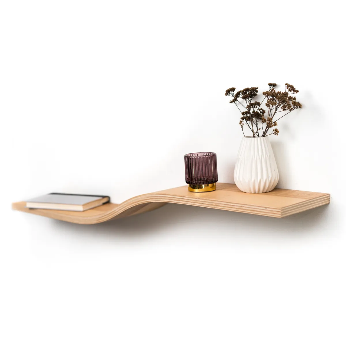 Wooden Classic Floating Wall Hanging Shelf - Simple Wave