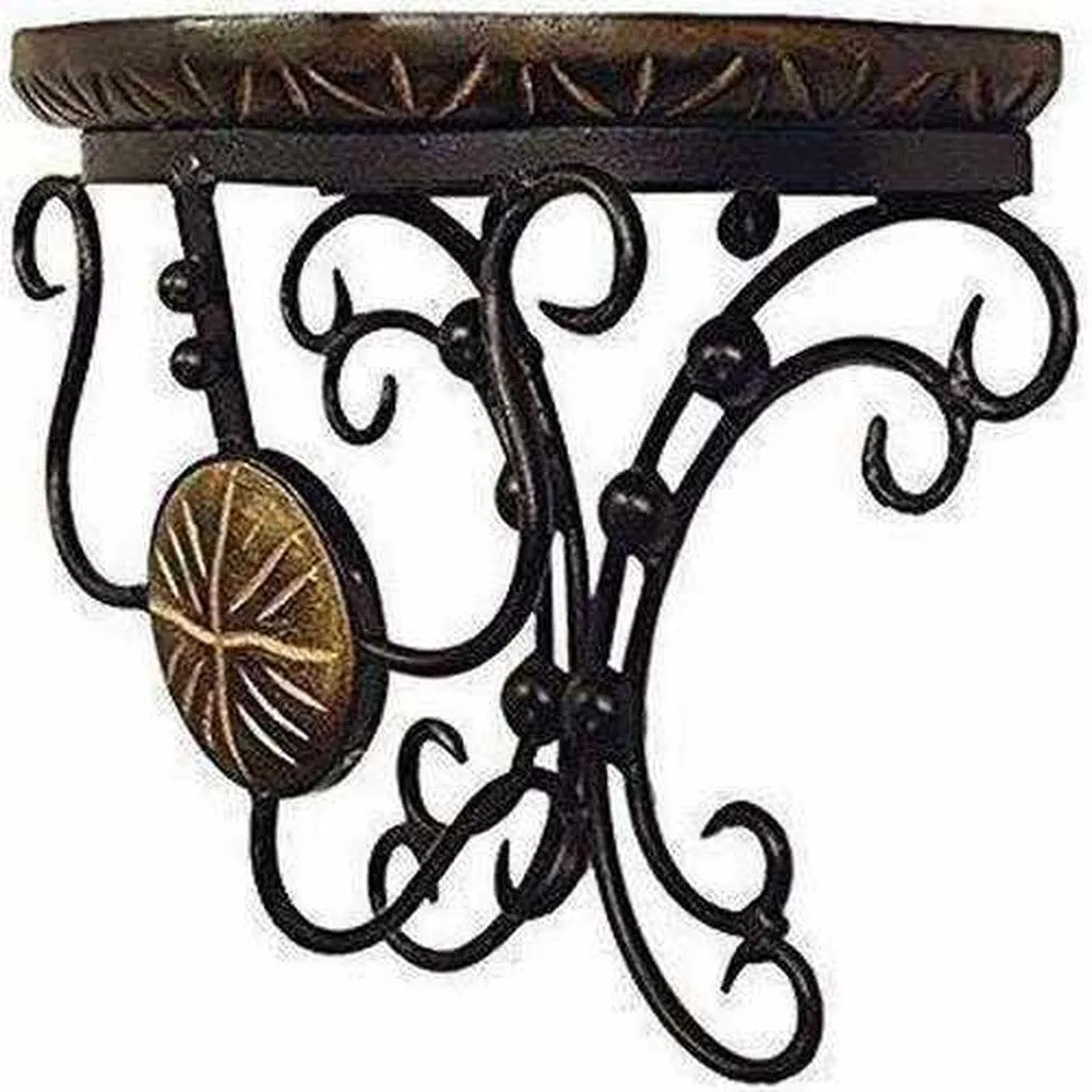 Wooden Handmade Unique Iron Wall Bracket/Wall Shelf 9 x 10 x 5 Inches