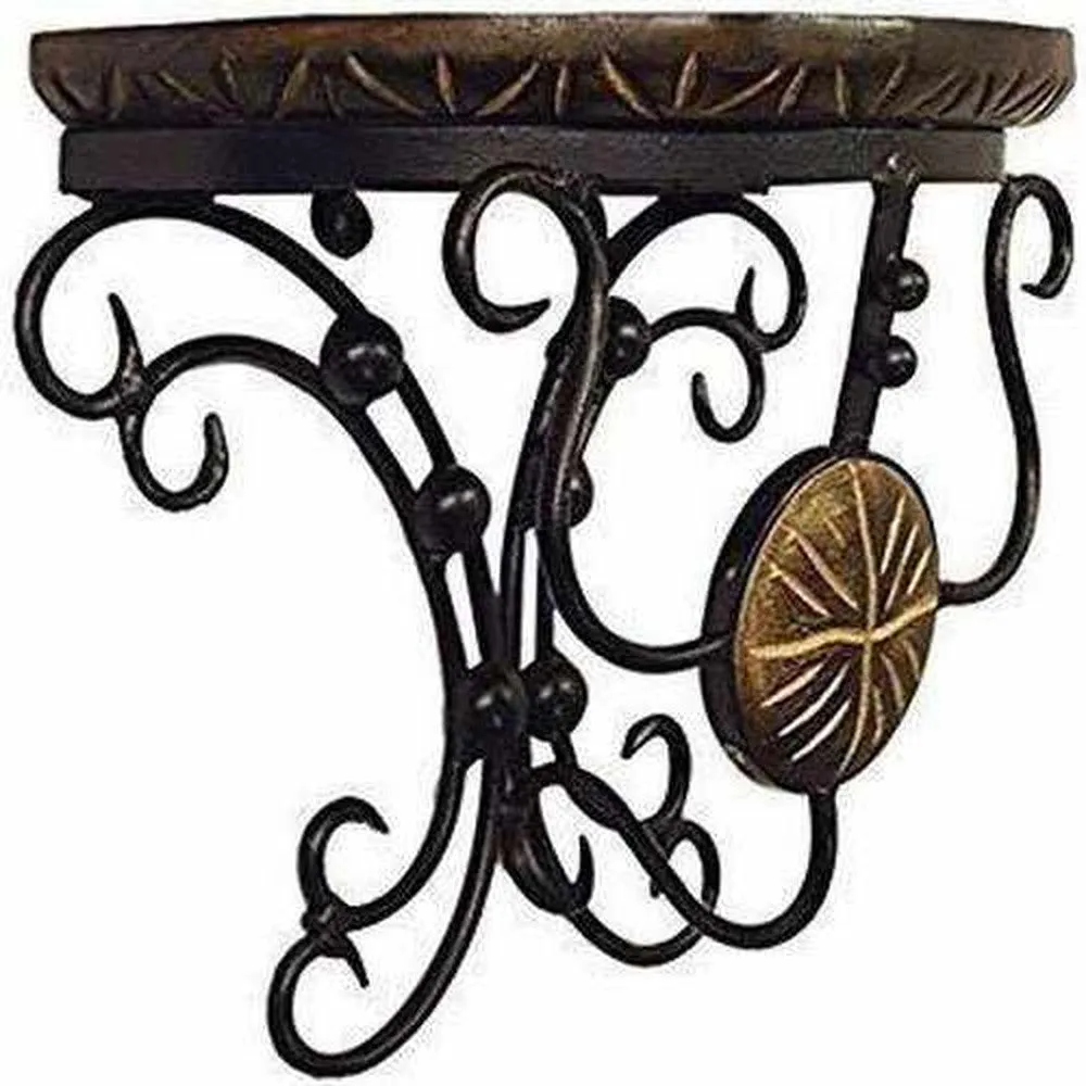 Wooden Handmade Unique Iron Wall Bracket/Wall Shelf 9 x 10 x 5 Inches